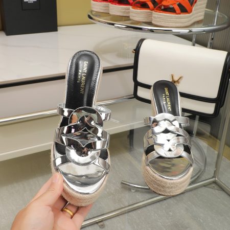 YSL Espadrille Wedge Sandals - Image 4