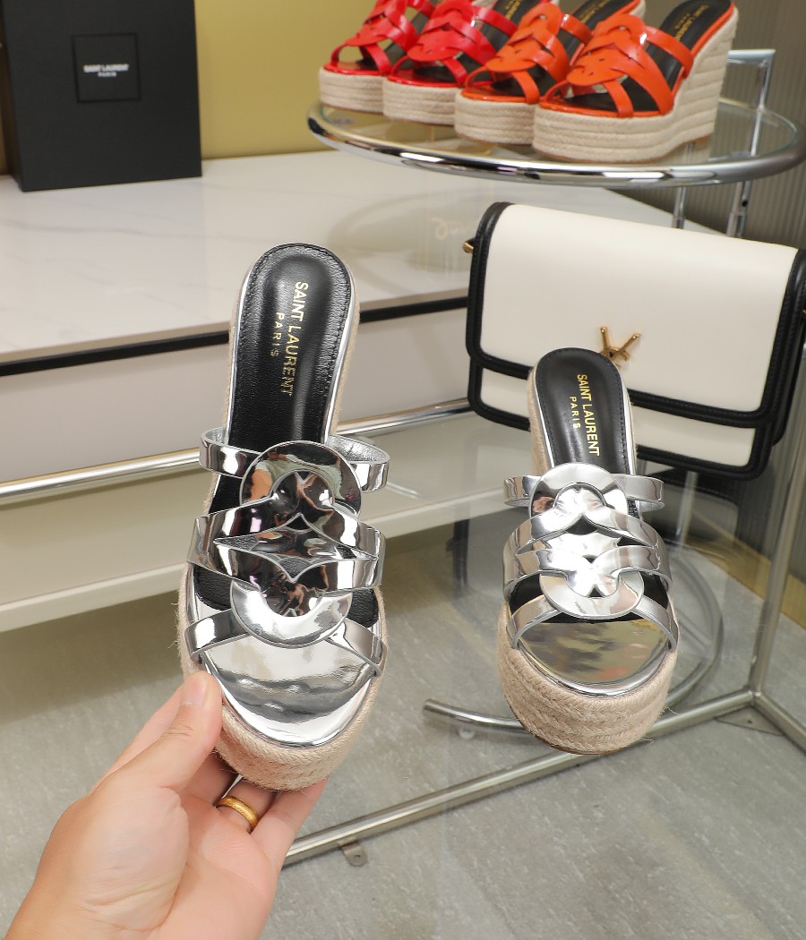 YSL Espadrille Wedge Sandals - Image 4