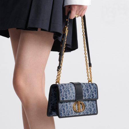 DIOR Oblique 30 Montaigne Flap Denim Bag - Image 2