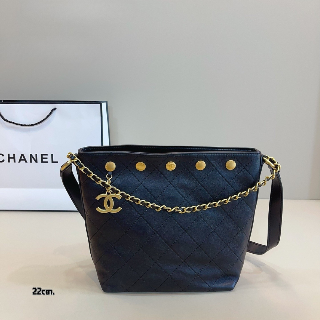 Chanel Bucket Bag Black 10A - Image 3