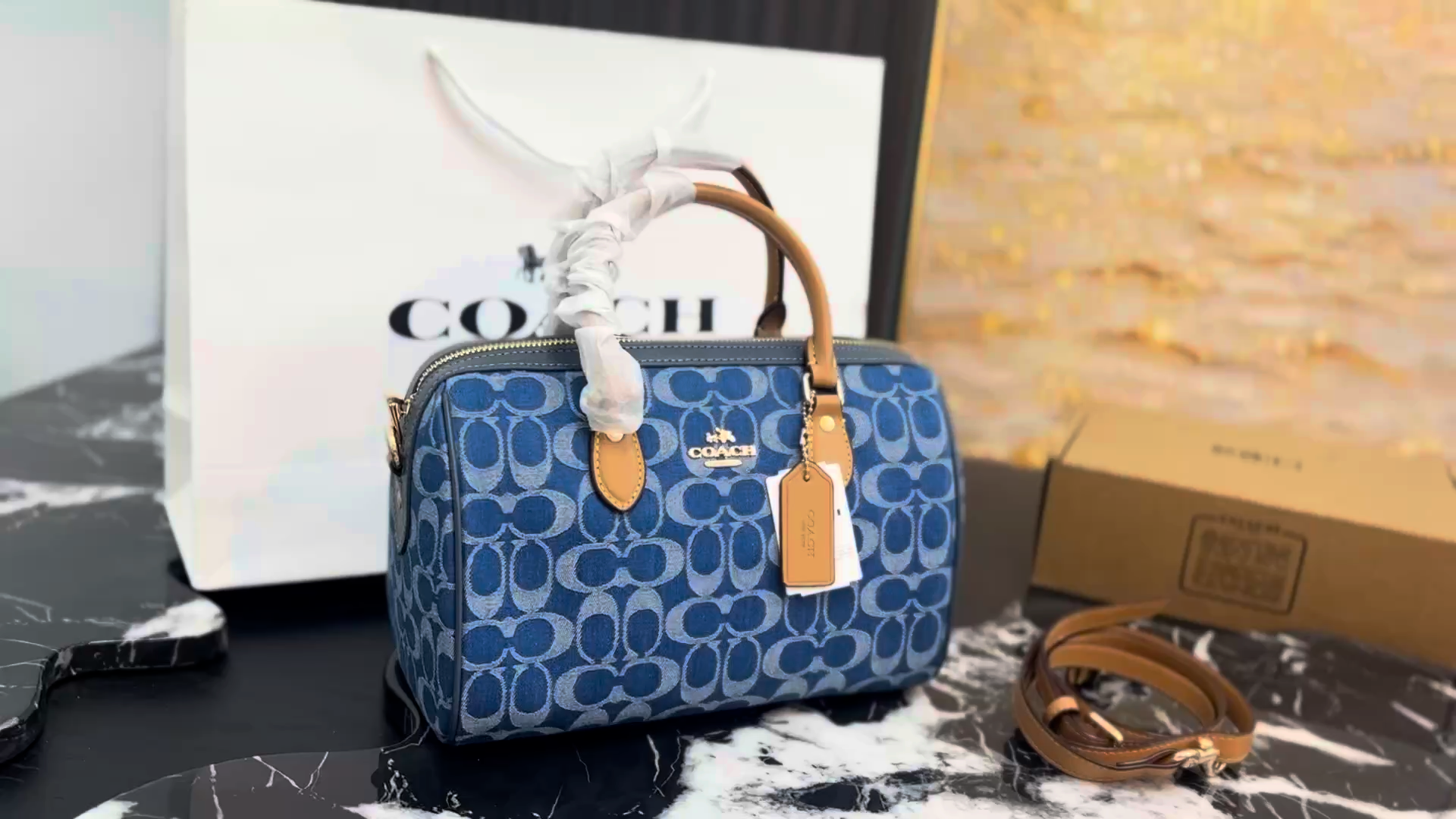 Coach Denim Mini Boston Bag - Image 2