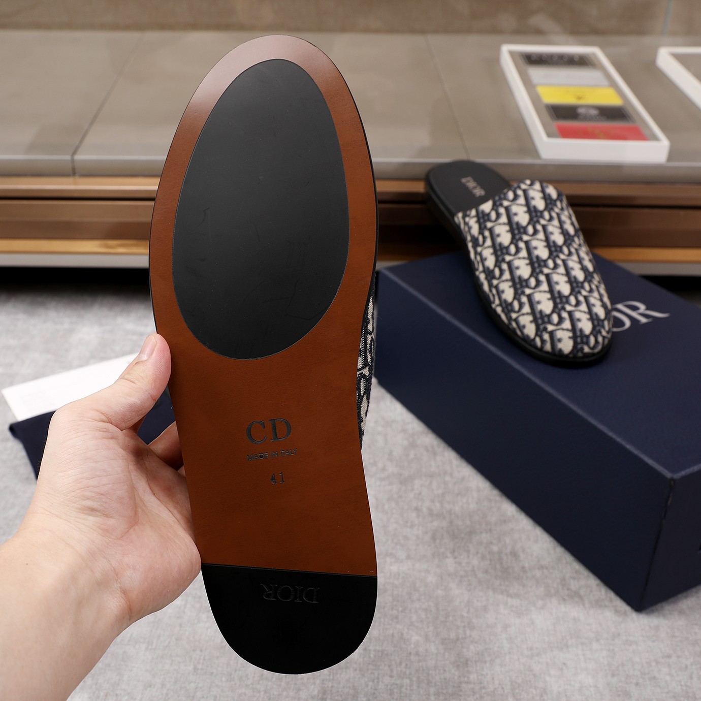 Dior Oblique B28 Embroidered Canvas Men Mules - Image 9