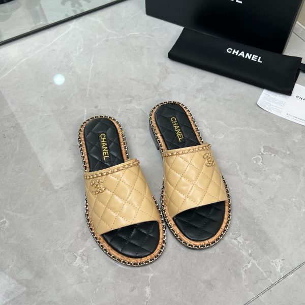 Chanel black leather sandals