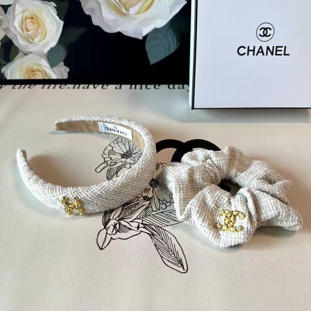 Chanel New Two-Piece Headband Set + Hair Tie - Image 2