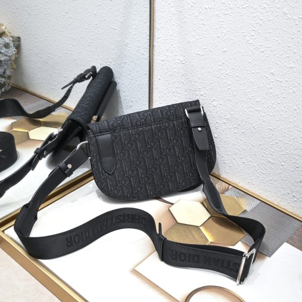 Dior Shoulder Body Bag Oblique Saddle Messenger Pouch Black