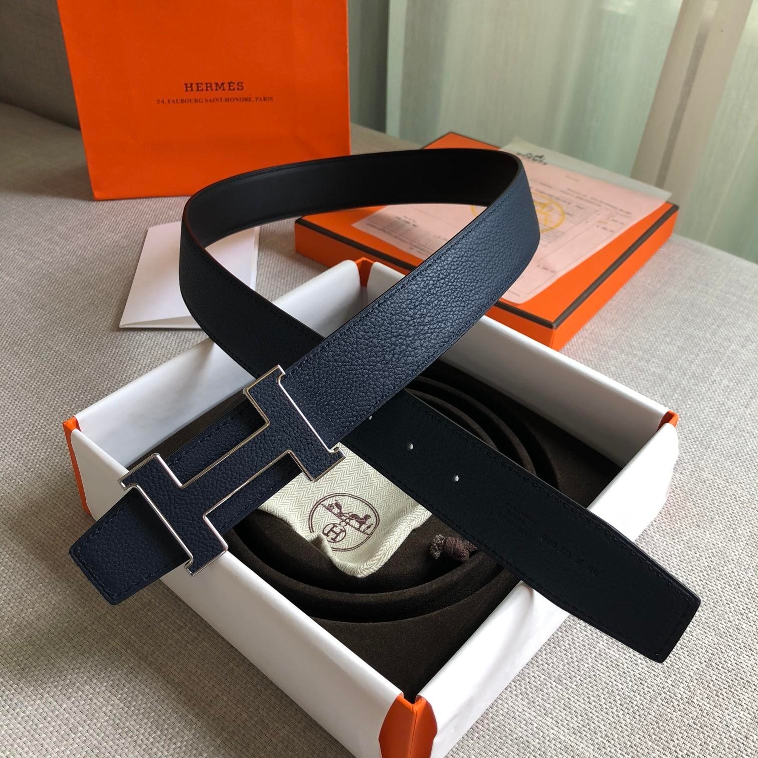 Hermes H Guillochee Belt Buckle & Reversible Strap Black For Women, Women Belt 380MM - Image 1