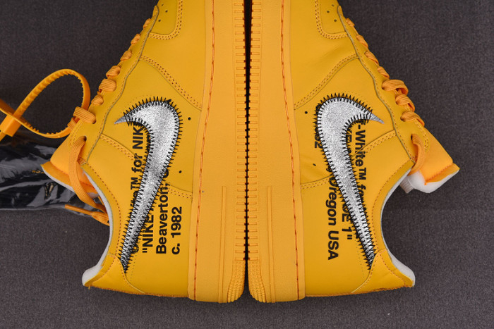 NIKE AIR FORCE 1 LOW OFF-WHITE UNIVERSITY GOLD METALLIC SILVER DD1876-700 - Image 11