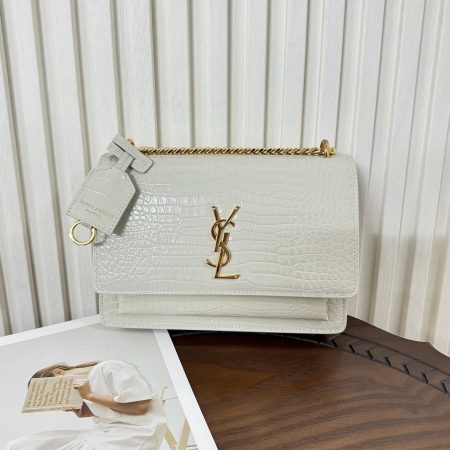 Saint Laurent YSL Sunset Medium in Crocodile-Embossed Top Quality