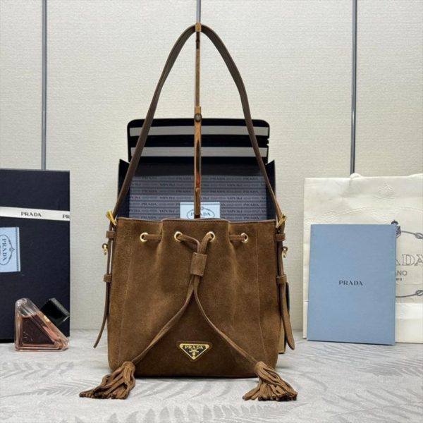 Prada Suede Bucket Bag 10A quality 1BE079