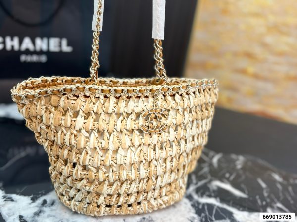 Chanel 23P Chain-Handled Woven Bag