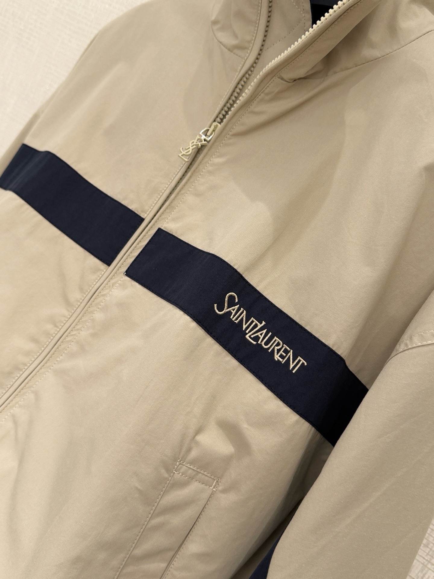Saint Laurent YSL Jacket in Cotton in Beige - Image 3