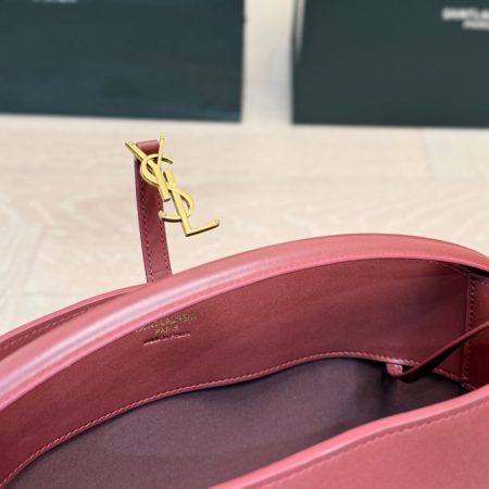 YSL Drawstring Leather Shoulder Bag - Image 6