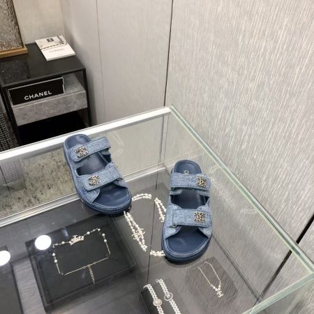 Chanel Denim CC Sandals Mules - Image 4