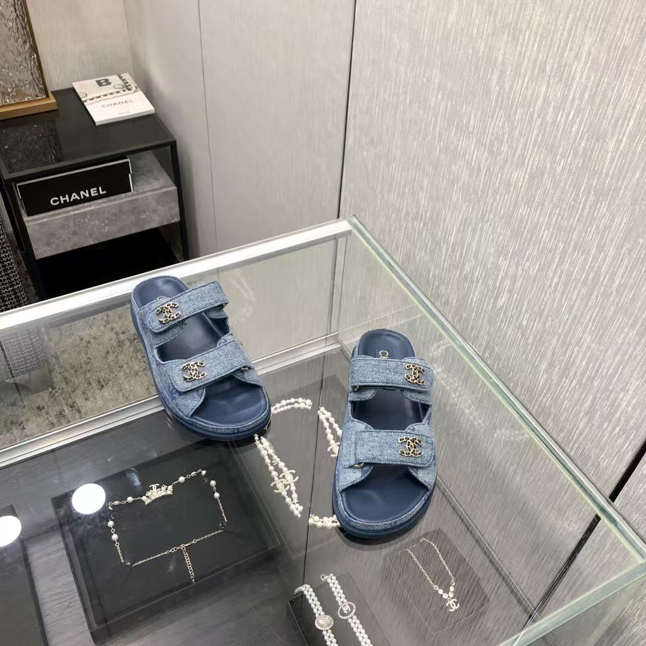 Chanel Denim CC Sandals Mules - Image 4