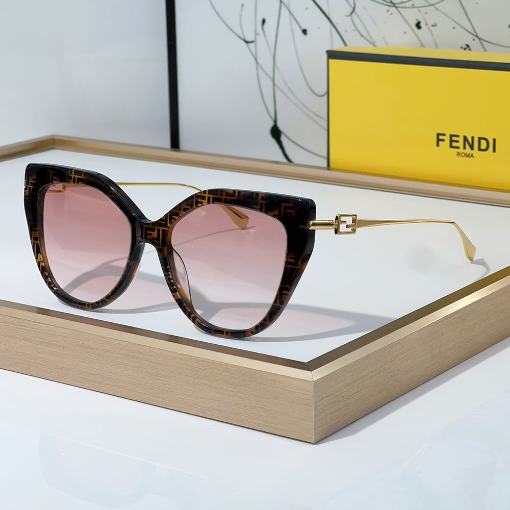 Fendi  Thin-framed Sheet Metal on The Sides Sunglasses Top quality - Image 4