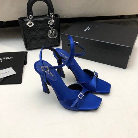 Saint Laurent YSL Silk Buckle Open Toe 10.5cm Slide Sandal - Image 4