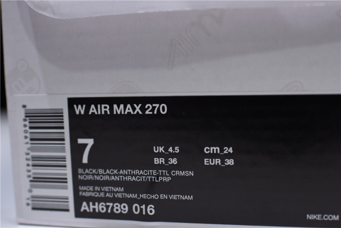 Nike womens Air Max 270 black purple AH6789 016 - Image 4
