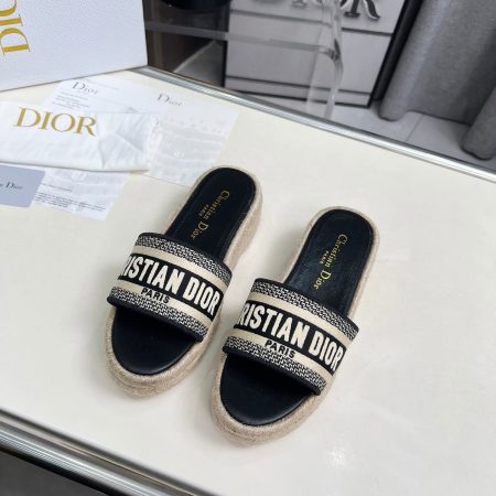 Dioriviera Dway Platform Slides embroidered cotton