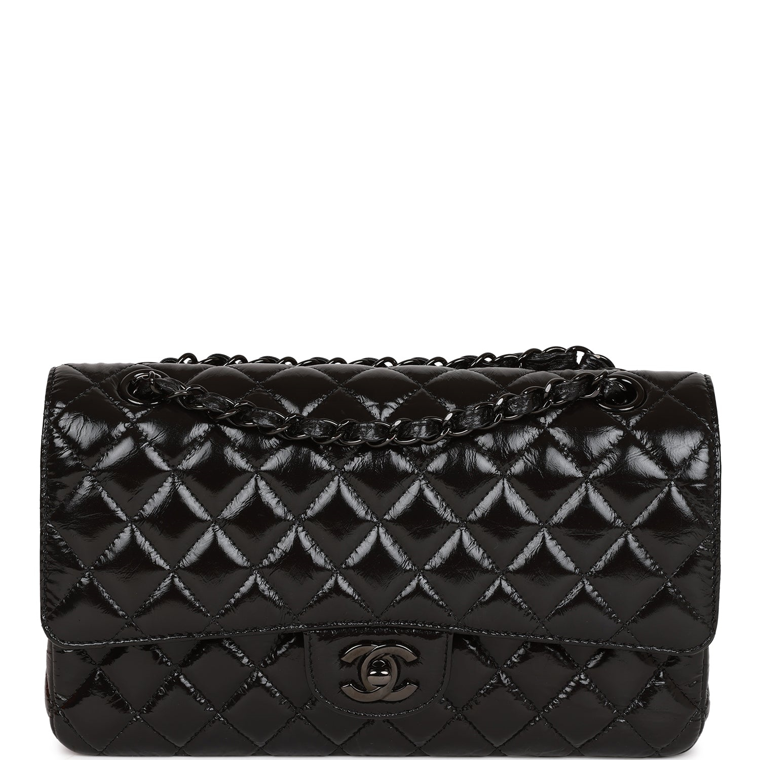 Chanel Classic Flag Bag Medium Classic Double Flap Bag SO Black Crumpled Calfskin Black Hardware - Image 1