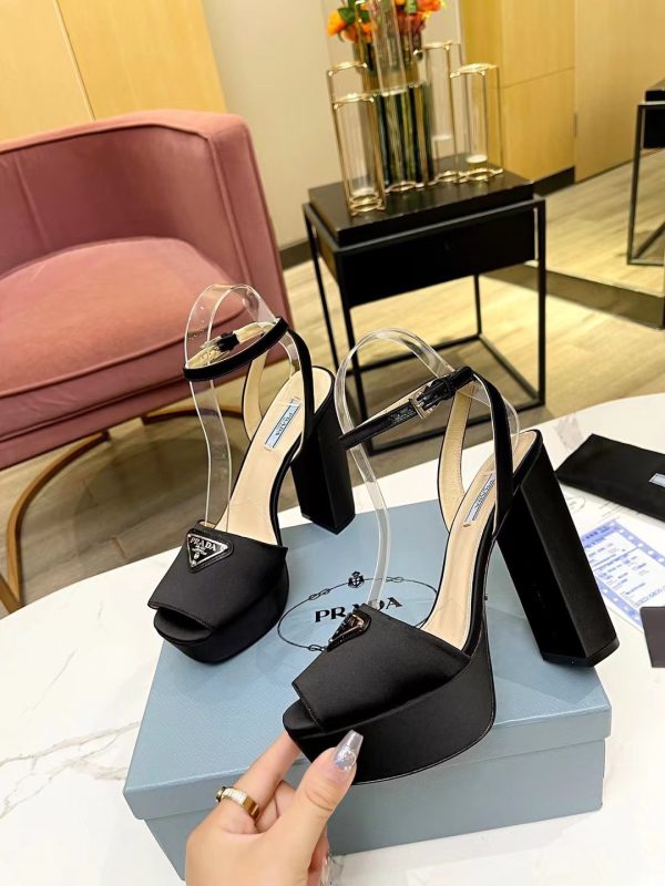 Prada Buckle Square-Heel Sandals