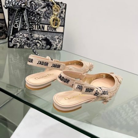 Dior Embroidered Sandals Slingback Flat Mules Pump Pink - Image 9