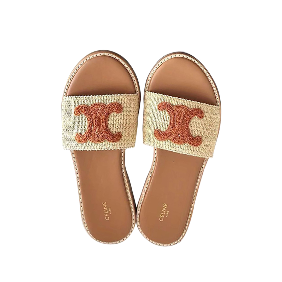 CELINE Women's Mule Sandals - Flat Sandals with Signature Logo - Image 1