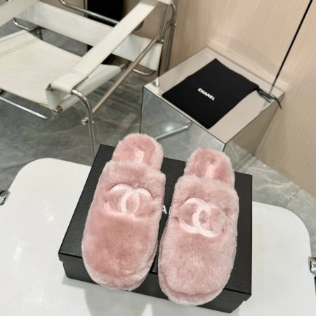 Chanel Fuzzy-Topped Slippers - Image 2