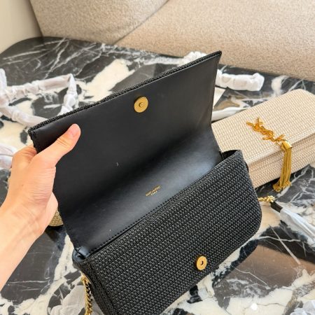 Saint Laurent Nero Raffia Kate Shoulder Bag - Image 7