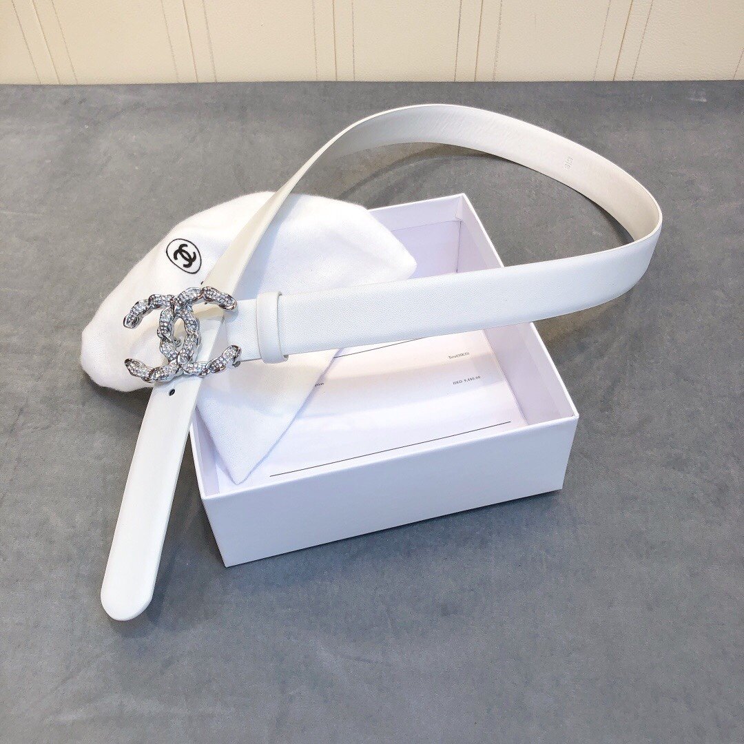 Chanel Belt With Double C Buckle White Women Belt 30MM - Image 1