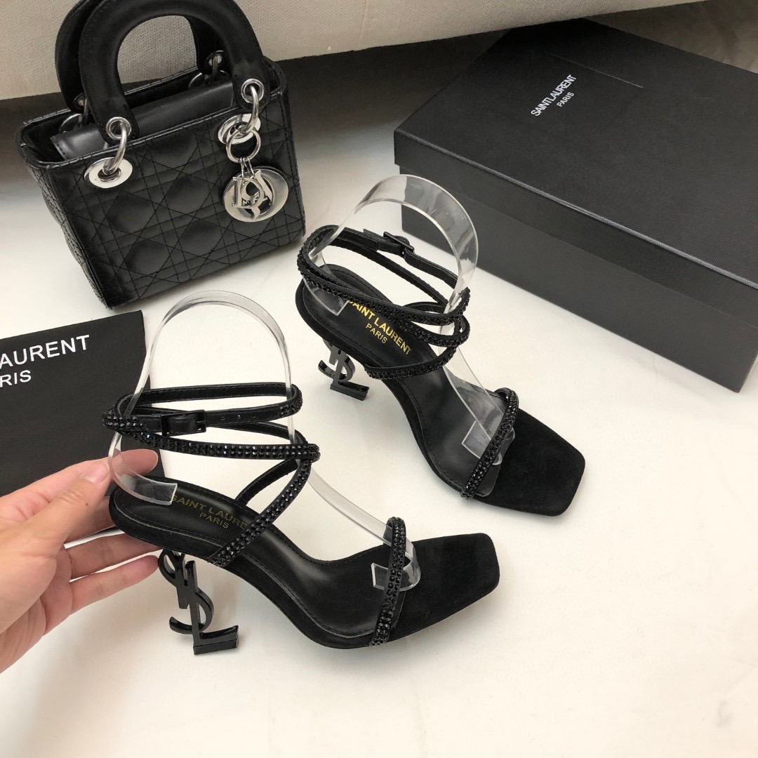 Saint Laurent YSL Rhinestones Shaped With 10.5cm Slide Heels - Image 4
