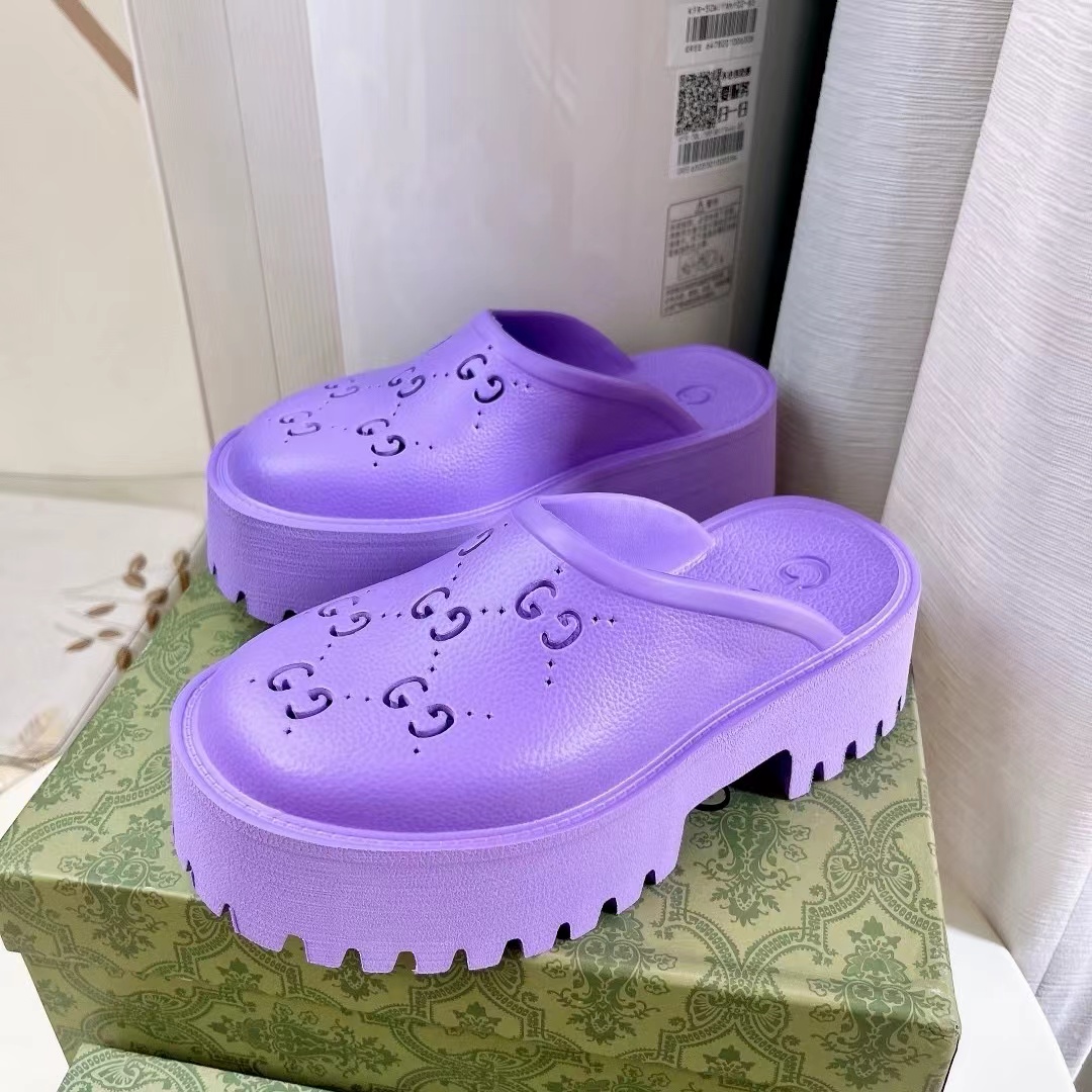 Gucci Shoes Hollow Double G Rubber Thick Slide Sandal - Image 7