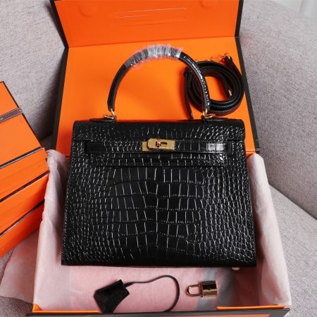 Hermes Kelly Gold Buckle Bag-Crocodile - Image 16