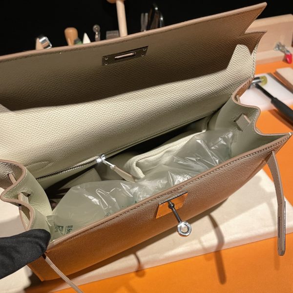 Hermès Kelly Sellier Nata Epsom Gold Hardware Leather Bag - 10A Mirror Version