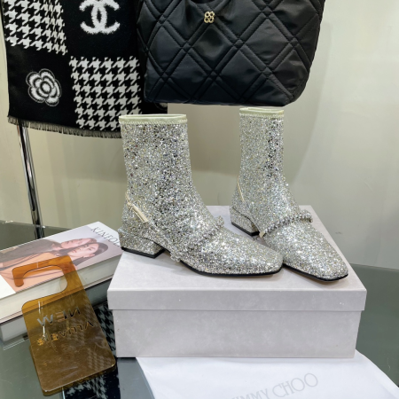 Jimmy Choo Simple High-powered Ankle Boots Slide Sandal - Image 5