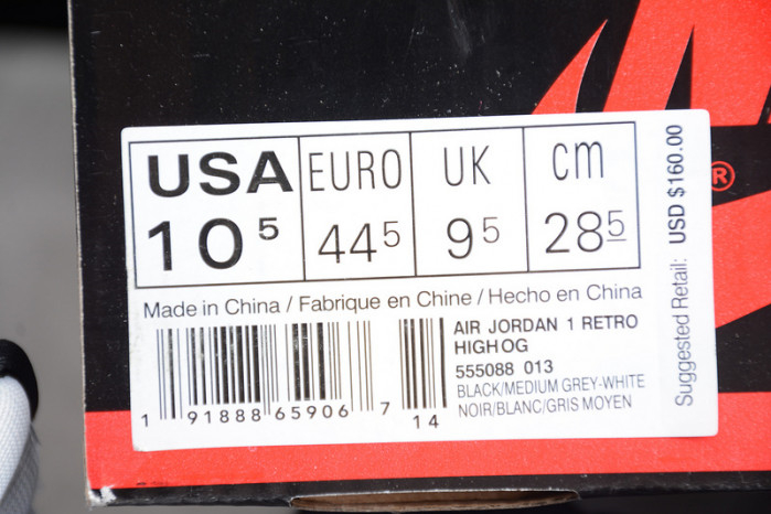 Air Jordan 1 Retro High OG Shadow Black Grey 555088-013 - Image 15