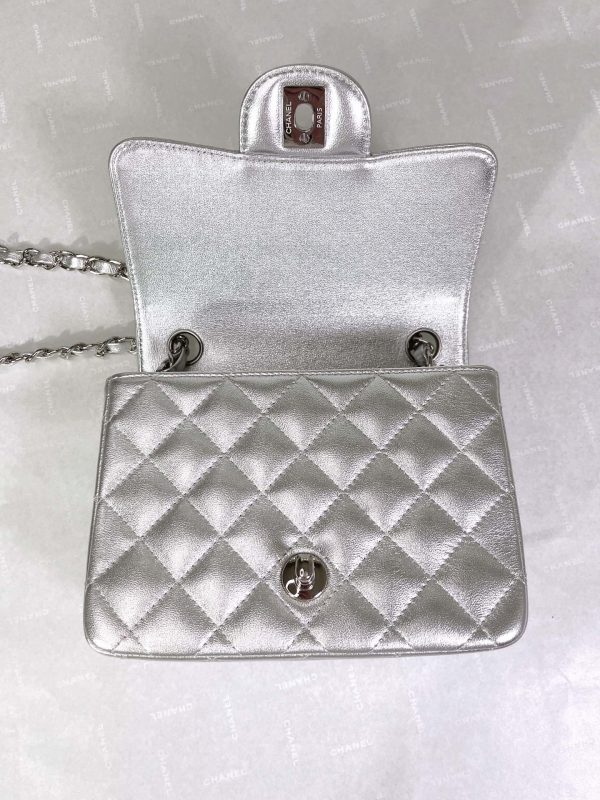 Chanel Quilted Silver Flap Bag