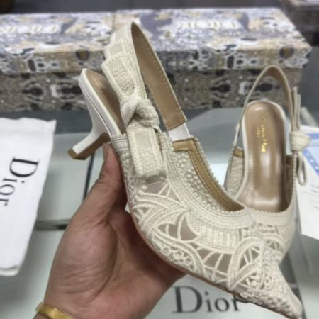 Dior J'Adior Embroidered Lace Halter Heels Slide Sandal 7A - Image 11