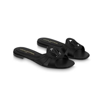 LV Lsola Leather Flat Aandals Slide Sandal