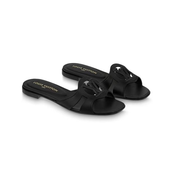 LV Lsola Leather Flat Aandals Slide Sandal