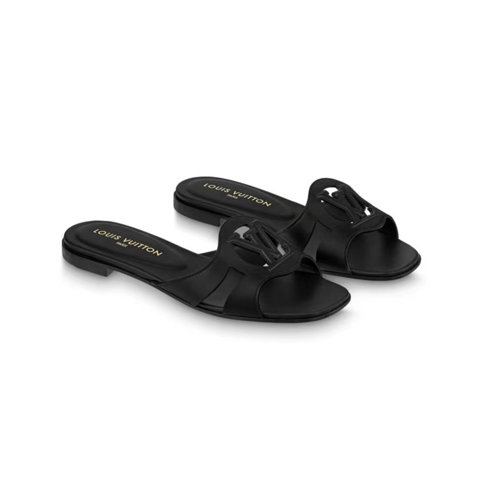 LV Lsola Leather Flat Aandals Slide Sandal - Image 1
