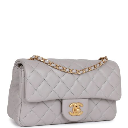Chanel Classic Flag Bag Pearl Crush Mini Rectangular Flap Bag Light Grey   Antique Gold Hardware - Image 2