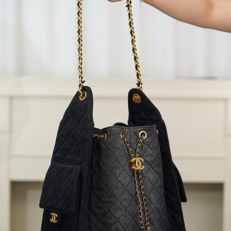 Chanel 25P Hobo Medium Handbag Denim & Gold-Tone Metal Top Quality - Image 7