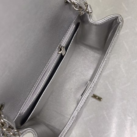 Chanel Quilted Silver Flap Bag - Image 8