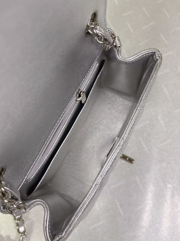 Chanel Quilted Silver Flap Bag