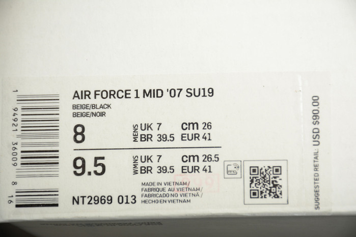 Nike Air Force 1 Mid ??07 SU19 AF1 Beige Black HT2969-013 - Image 5