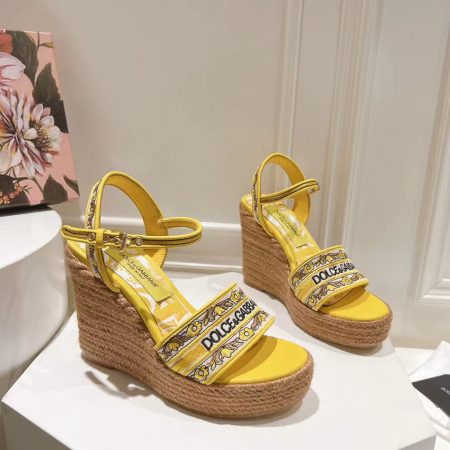 Dolce & Gabbana Hemp Rope Wedge Sandals - Image 4