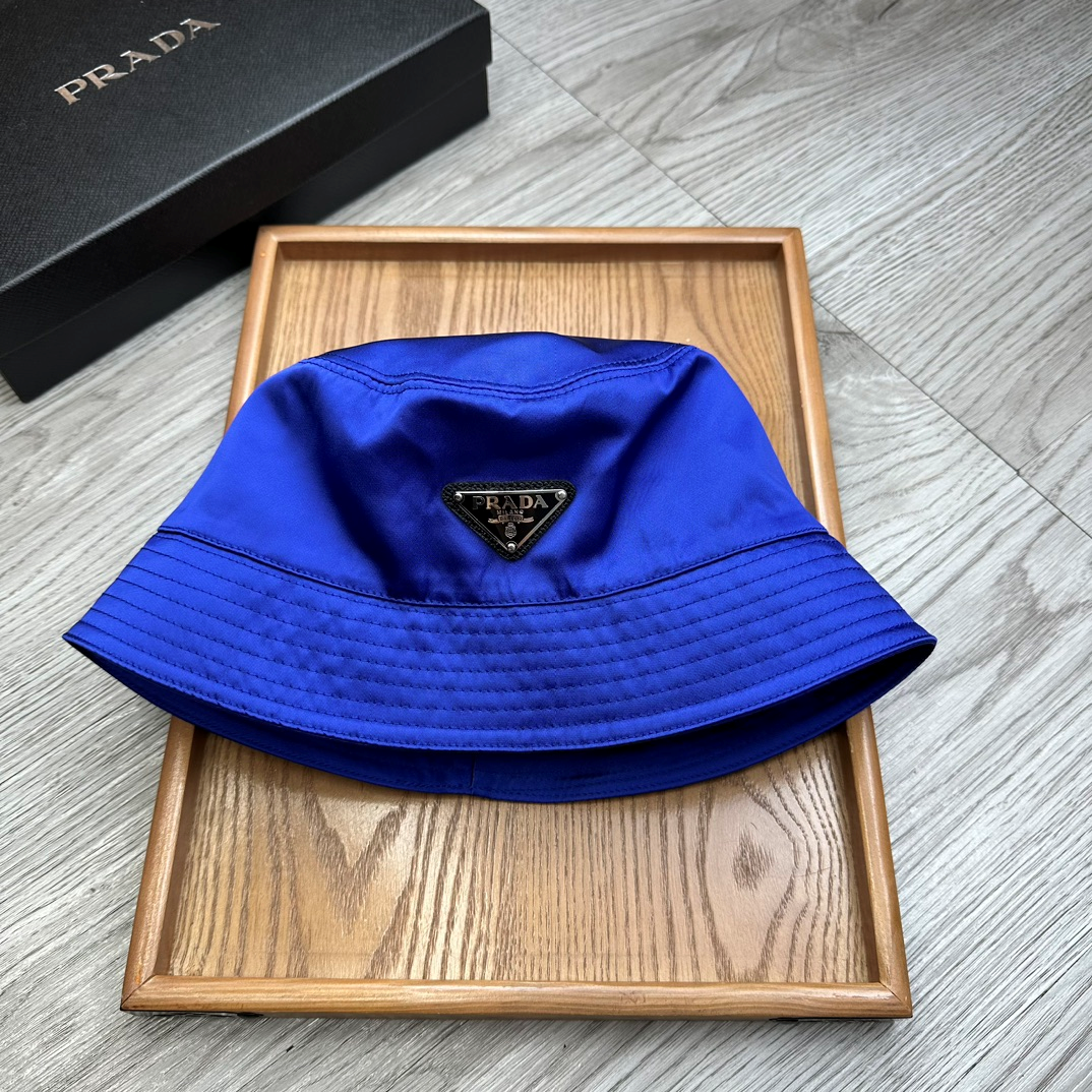 Prada Flat Top Classic Triangle Labeled Iron Fisherman's Hat Sunhat - Image 5