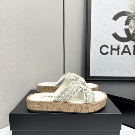 Chanel Raffia CC Platform Sandals - Image 2