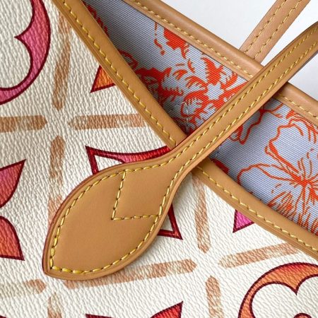 LV Neverfull MM Pool Coral in Canvas - Image 5