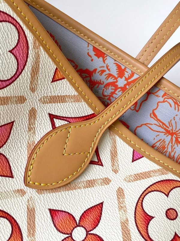 LV Neverfull MM Pool Coral in Canvas